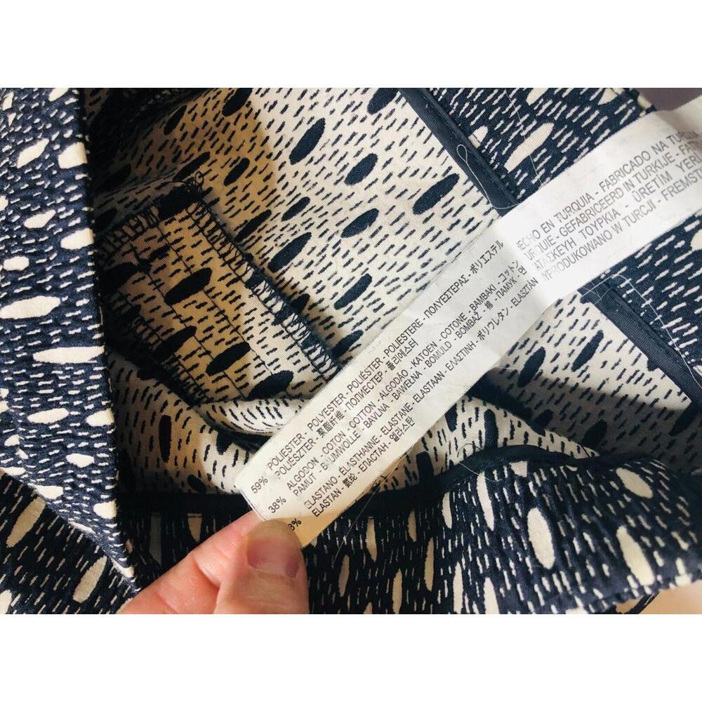 Zara Basic Womens Navy Patterned Pants Textured Tapered Trousers Casual Pants S - Picture 5 of 9